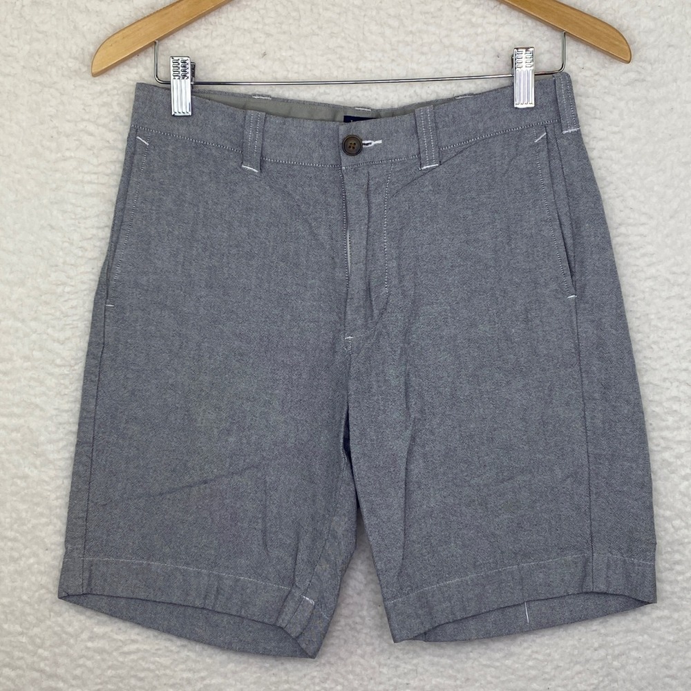 J.Crew Gramercy Shorts Mens 29 Grey Chambray Flat Front Casual Summer Cotton